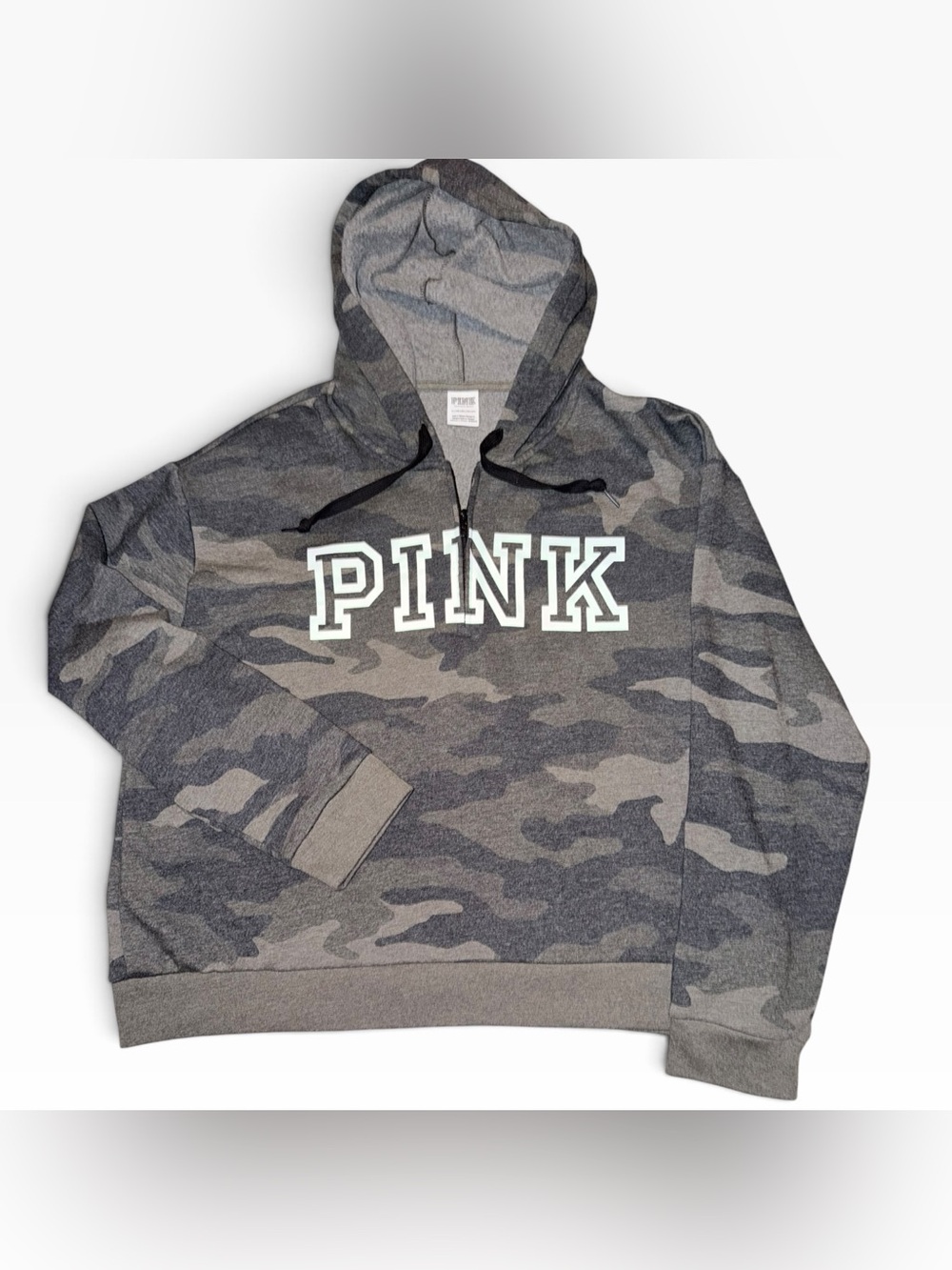 PINK Victoria's Secret Gray Camo Half-Zip Hoodie